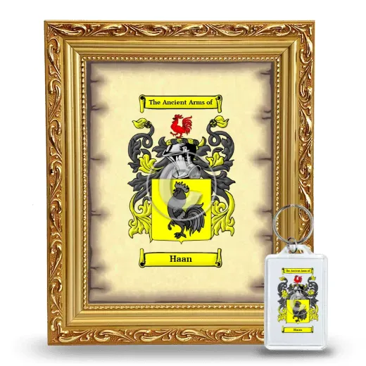 Haan Framed Coat of Arms and Keychain - Gold