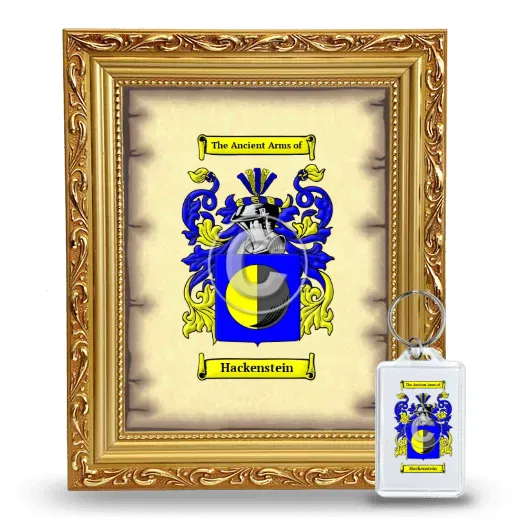 Hackenstein Framed Coat of Arms and Keychain - Gold
