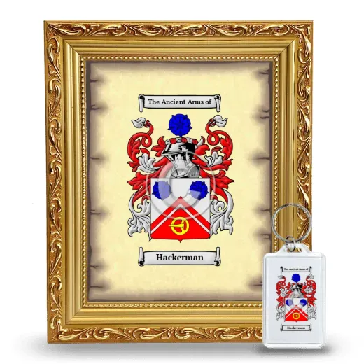 Hackerman Framed Coat of Arms and Keychain - Gold