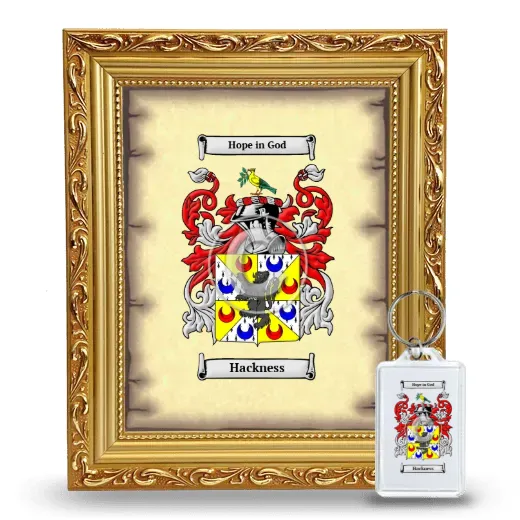 Hackness Framed Coat of Arms and Keychain - Gold