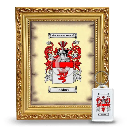 Haddrick Framed Coat of Arms and Keychain - Gold