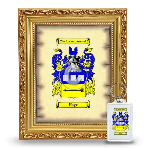 Hage Framed Coat of Arms and Keychain - Gold