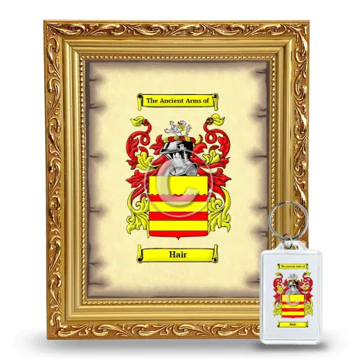 Hair Framed Coat of Arms and Keychain - Gold