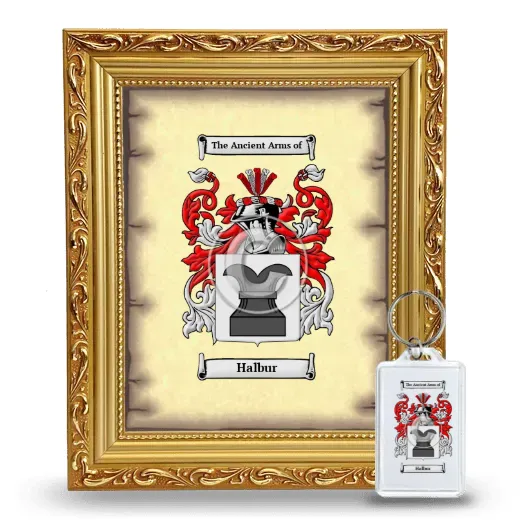 Halbur Framed Coat of Arms and Keychain - Gold