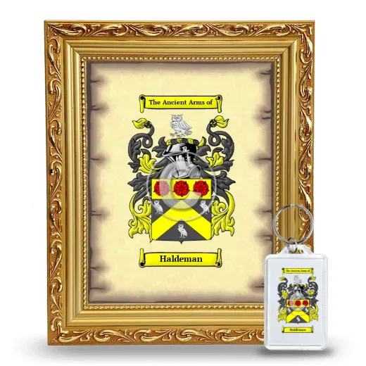 Haldeman Framed Coat of Arms and Keychain - Gold