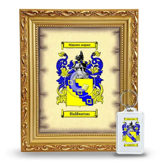 Haliburton Framed Coat of Arms and Keychain - Gold