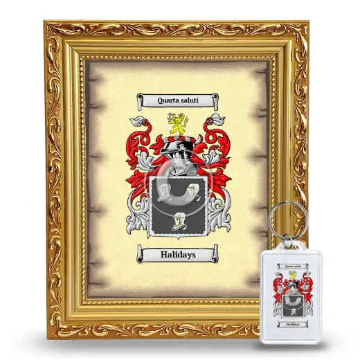 Halidays Framed Coat of Arms and Keychain - Gold