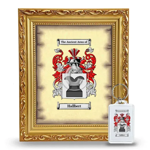 Hallbert Framed Coat of Arms and Keychain - Gold