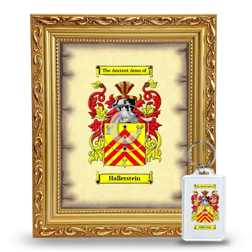Hallerstein Framed Coat of Arms and Keychain - Gold