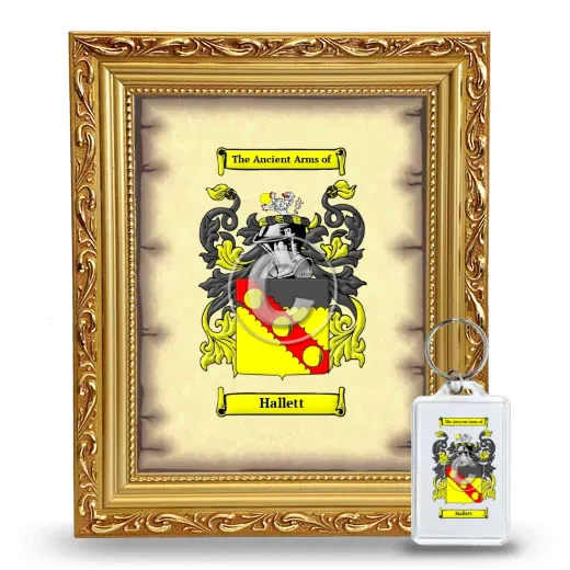 Hallett Framed Coat of Arms and Keychain - Gold
