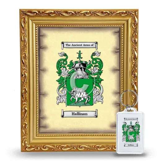 Hallinan Framed Coat of Arms and Keychain - Gold