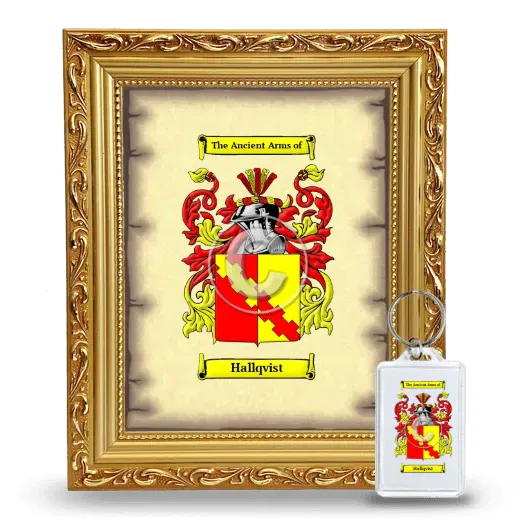 Hallqvist Framed Coat of Arms and Keychain - Gold