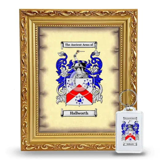 Hallworth Framed Coat of Arms and Keychain - Gold