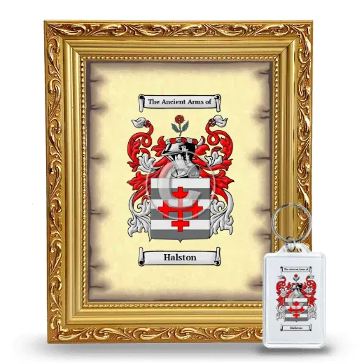 Halston Framed Coat of Arms and Keychain - Gold
