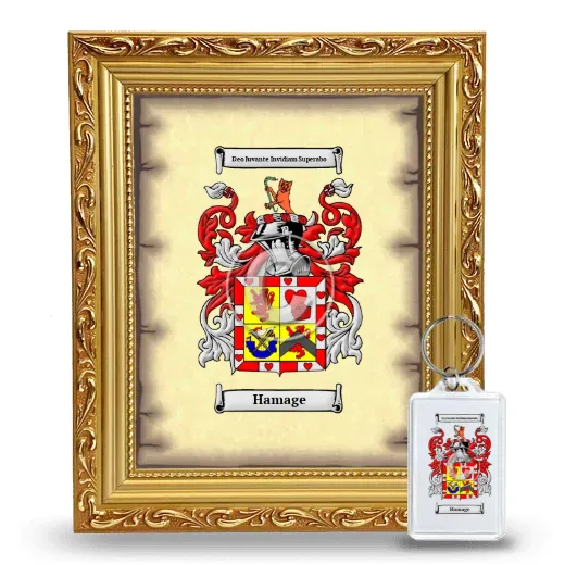 Hamage Framed Coat of Arms and Keychain - Gold