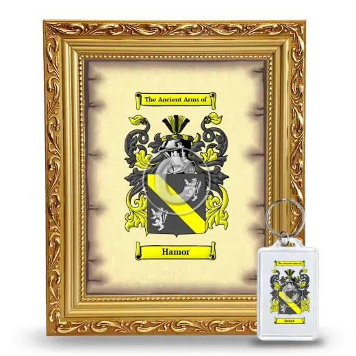 Hamor Framed Coat of Arms and Keychain - Gold
