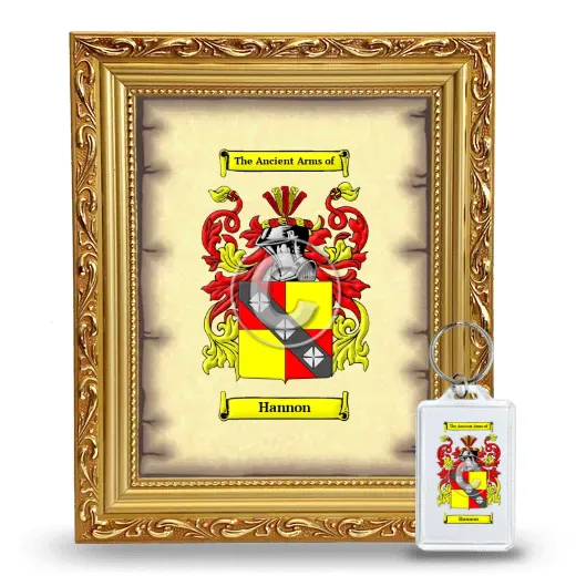 Hannon Framed Coat of Arms and Keychain - Gold