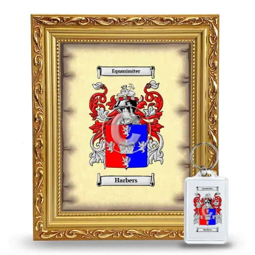 Harbers Framed Coat of Arms and Keychain - Gold