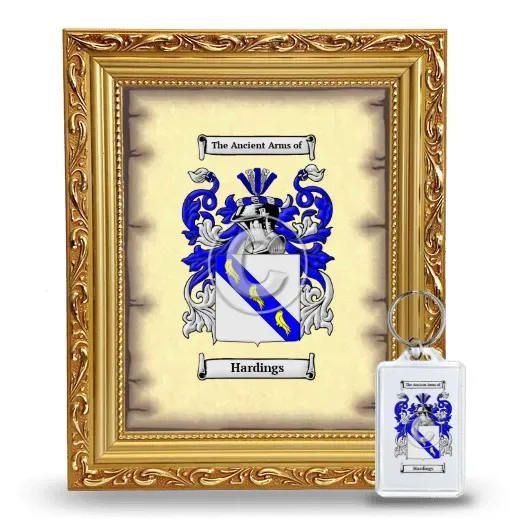 Hardings Framed Coat of Arms and Keychain - Gold