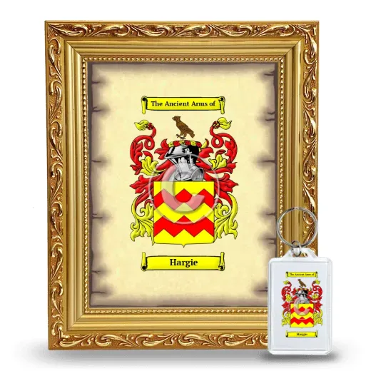 Hargie Framed Coat of Arms and Keychain - Gold