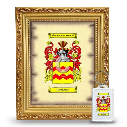 Harkcom Framed Coat of Arms and Keychain - Gold