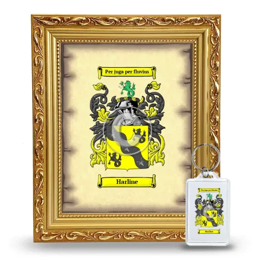 Harline Framed Coat of Arms and Keychain - Gold