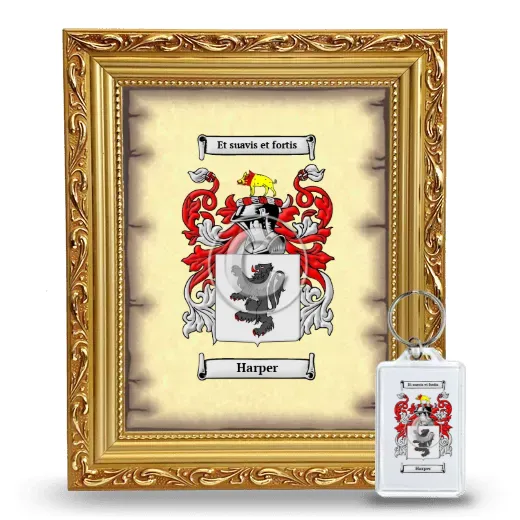 Harper Framed Coat of Arms and Keychain - Gold