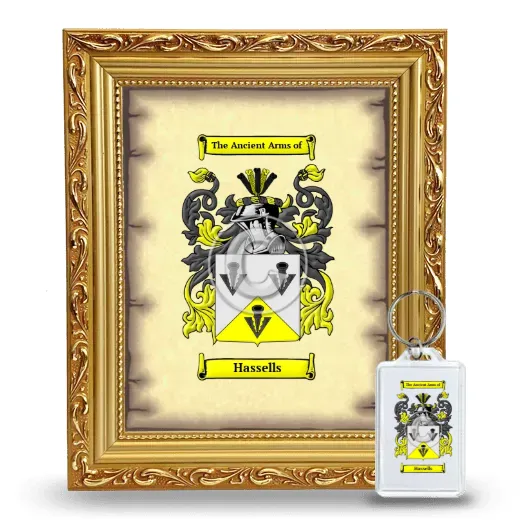 Hassells Framed Coat of Arms and Keychain - Gold