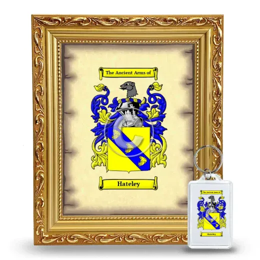 Hateley Framed Coat of Arms and Keychain - Gold