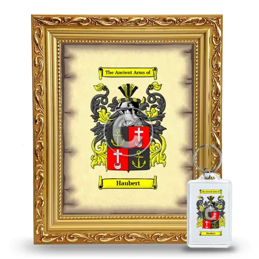 Haubert Framed Coat of Arms and Keychain - Gold