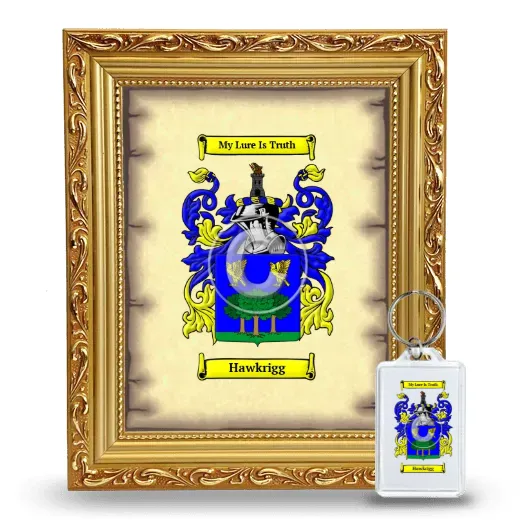 Hawkrigg Framed Coat of Arms and Keychain - Gold