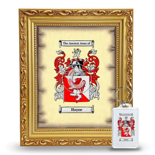 Hayne Framed Coat of Arms and Keychain - Gold