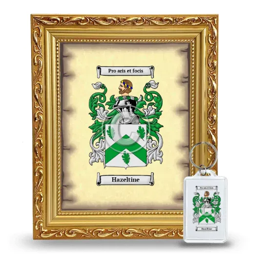 Hazeltine Framed Coat of Arms and Keychain - Gold