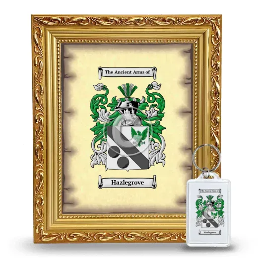 Hazlegrove Framed Coat of Arms and Keychain - Gold