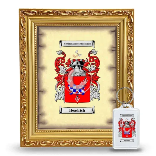 Headrich Framed Coat of Arms and Keychain - Gold