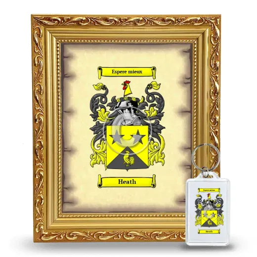 Heath Framed Coat of Arms and Keychain - Gold