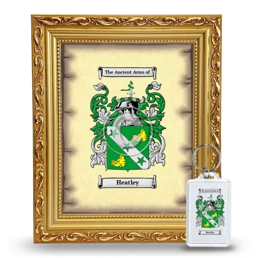 Heatley Framed Coat of Arms and Keychain - Gold