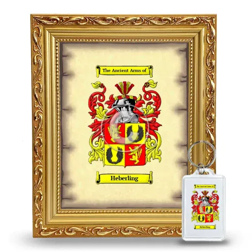 Heberling Framed Coat of Arms and Keychain - Gold