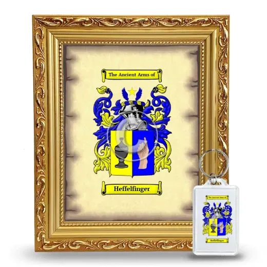 Heffelfinger Framed Coat of Arms and Keychain - Gold