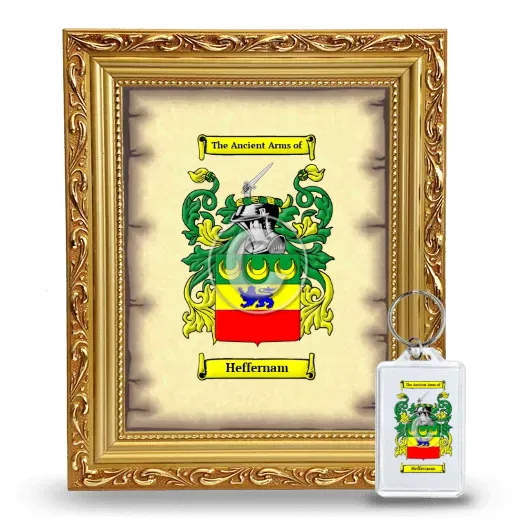 Heffernam Framed Coat of Arms and Keychain - Gold