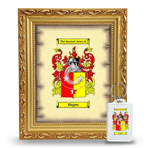 Hegen Framed Coat of Arms and Keychain - Gold