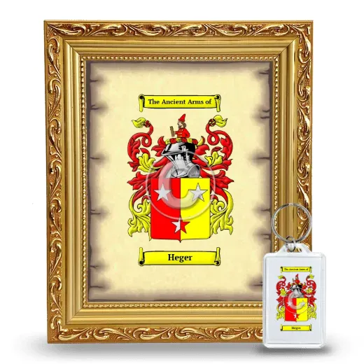 Heger Framed Coat of Arms and Keychain - Gold