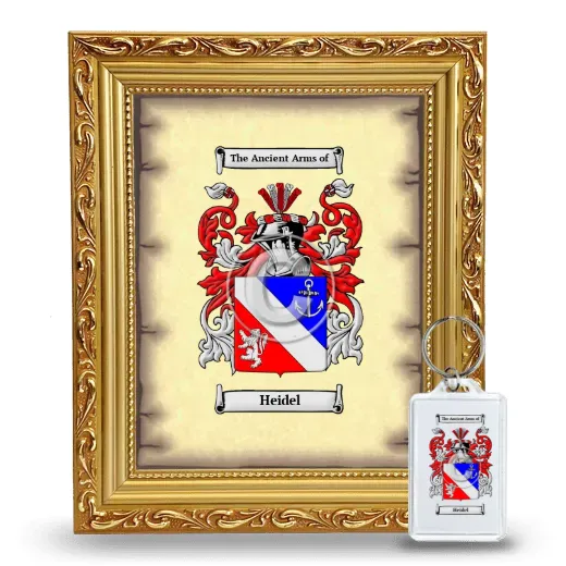 Heidel Framed Coat of Arms and Keychain - Gold