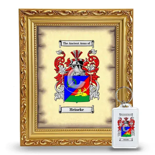 Heineke Framed Coat of Arms and Keychain - Gold