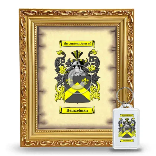 Heinzelman Framed Coat of Arms and Keychain - Gold