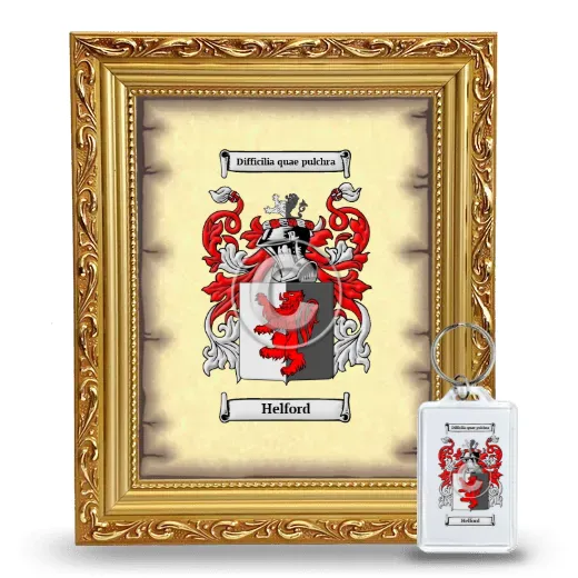 Helford Framed Coat of Arms and Keychain - Gold