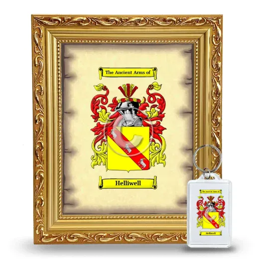 Helliwell Framed Coat of Arms and Keychain - Gold