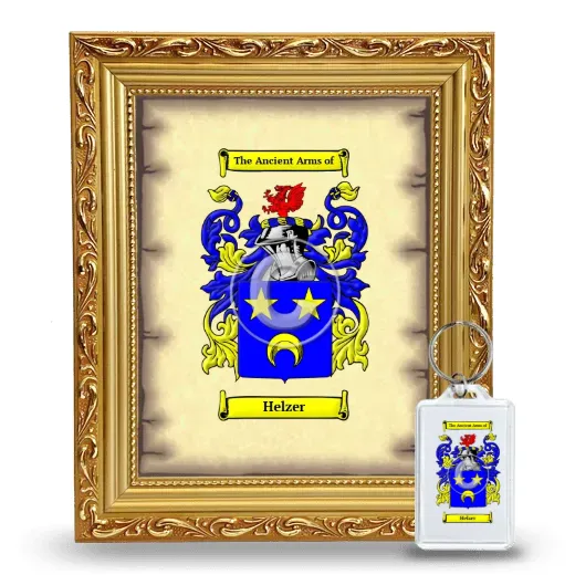 Helzer Framed Coat of Arms and Keychain - Gold