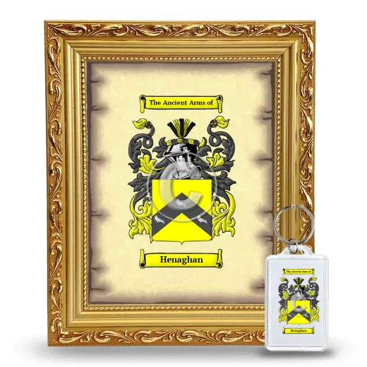 Henaghan Framed Coat of Arms and Keychain - Gold