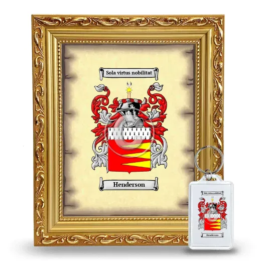 Henderson Framed Coat of Arms and Keychain - Gold